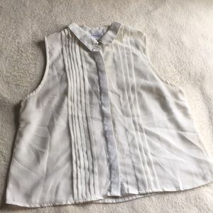 Cream Sheer Layering Top Collared Button Down